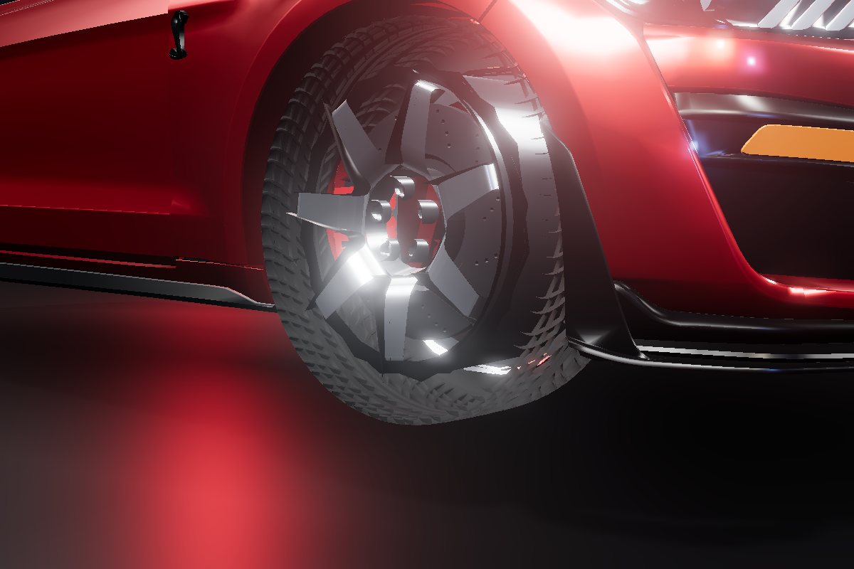 Gros plan sur la jante forgée 20 pouces et l'étrier Brembo rouge