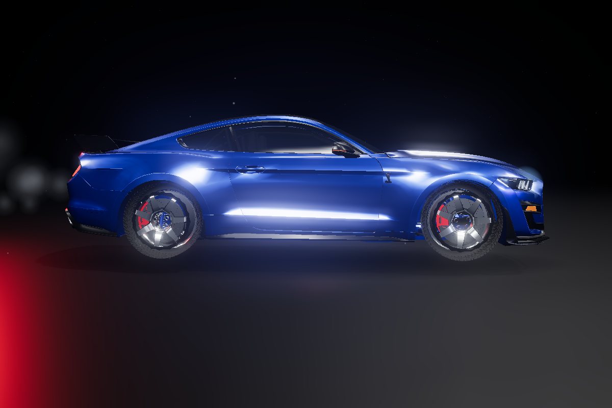 Shelby GT500 bleu Grabber vue de profil
